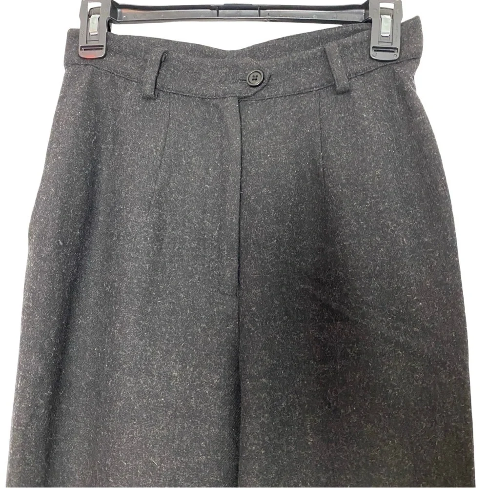 7115 By Szeki Wool Pants Womens Size Small Black Gray Tapered High Rise Waist